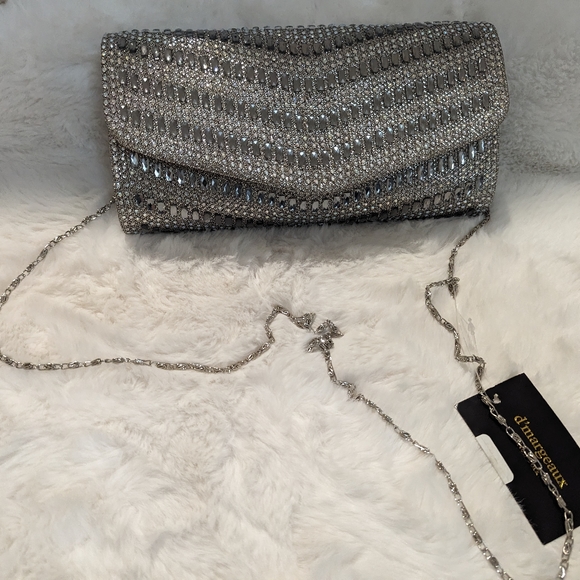 D'margeaux Handbags - NWT D'margeaux crossbody silver sparkle holiday purse